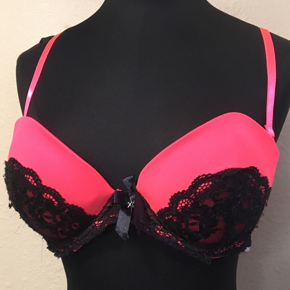 Xoxo coral & black lace bra 38C